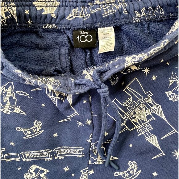 Disney 100 Disneyland Resort Sweat Pants Adult Unisex size XS Blue Yellow - Picture 11 of 13